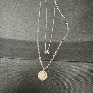 Kendra Scott Silver Dira Coin necklace and signature symbol necklace